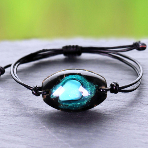 Orgonite Bangle Natural Turquoises Energy Bracelet Charm Healing Jewelry Bracelet Reiki Obsidian Meditation Bracelet For Women ► Photo 1/6