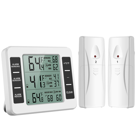 Fridge Thermometer Home Digital Freezer Thermometer with 2pcs Wireless Sensors Refrigerator Temperature Measuring Device ► Photo 1/6