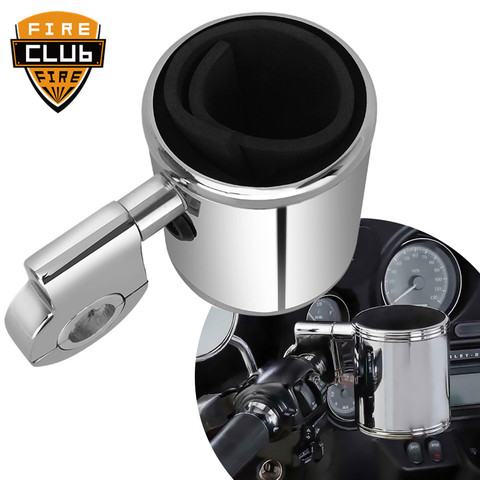Chrome Adjustable Cup Holder For Harley Touring Sporster Dyna Softail Breakout ATV Universal Motorcycle 21mm to 34mm Models ► Photo 1/1