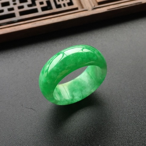 Natural Green Jade Stone Ring Jadeite Amulet Fashion Charm Jewelry Hand Carved Crafts Gifts for Women Men ► Photo 1/5