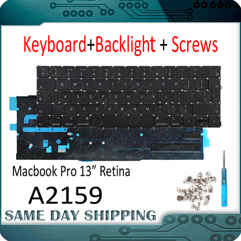 New A2159 US UK EU English Keyboard FR French DE German Russian Danish Spanish Italian for MacBook Pro Retina 13.3