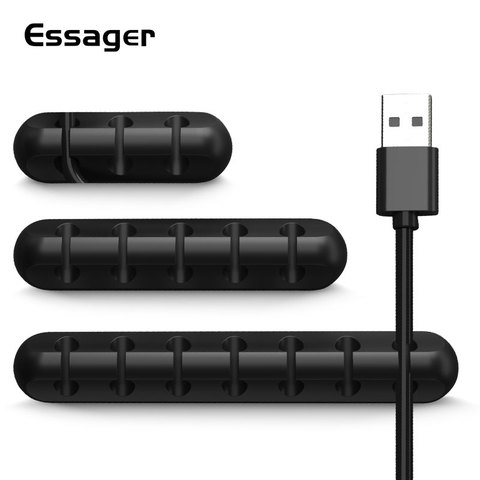 Essager Cable Organizer USB Cable Wire Holder Mouse Headphone Earphone Charger Cord Protector Desk Winder Clip Cable Management ► Photo 1/6
