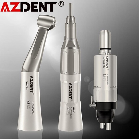 Dental Low Speed Handpiece Kit Contra Angle Straight Air Motor External Water Spray HP Burs Handpiece ► Photo 1/6