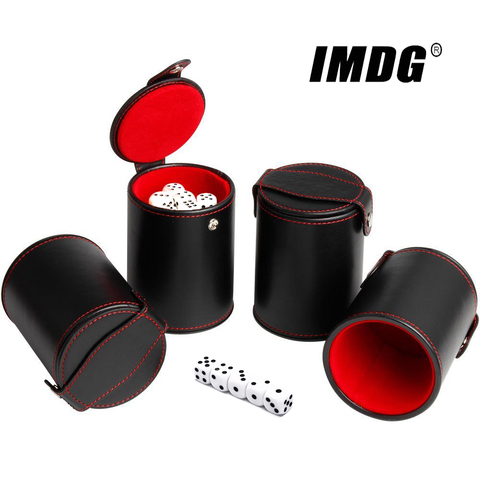Double layer Dice Cups New Black PU Leather Red Flannel Dice Cup Bar Game Supplies With 6pcs Dices ► Photo 1/5