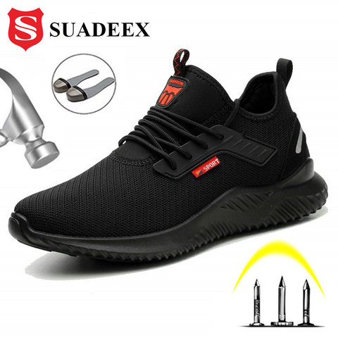 SUADEEX Safety Anti-Smashing Shoes Steel Toe Work Shoes Puncture Proof Men Indestructible Safety Boots Breathable Work Sneakers ► Photo 1/6