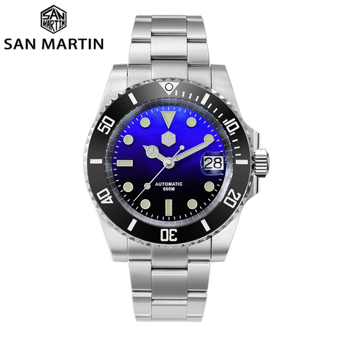 San Martin Diver Water Ghost MOP 60Bar Helium Device Luxury Sapphire Men Automatic Mechanical Watch Ceramic Bezel Lume Date ► Photo 1/6