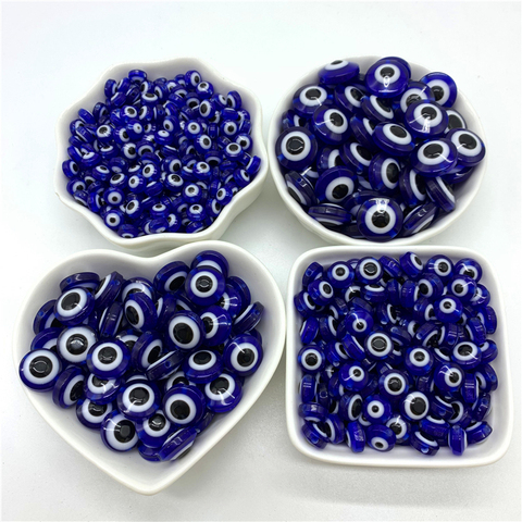 6mm 8mm 10mm 12mm 14mm Blue Oblate Shape Spacer Beads Evil Eye Beads Stripe Resin Spacer Beads For Jewelry Making ► Photo 1/6