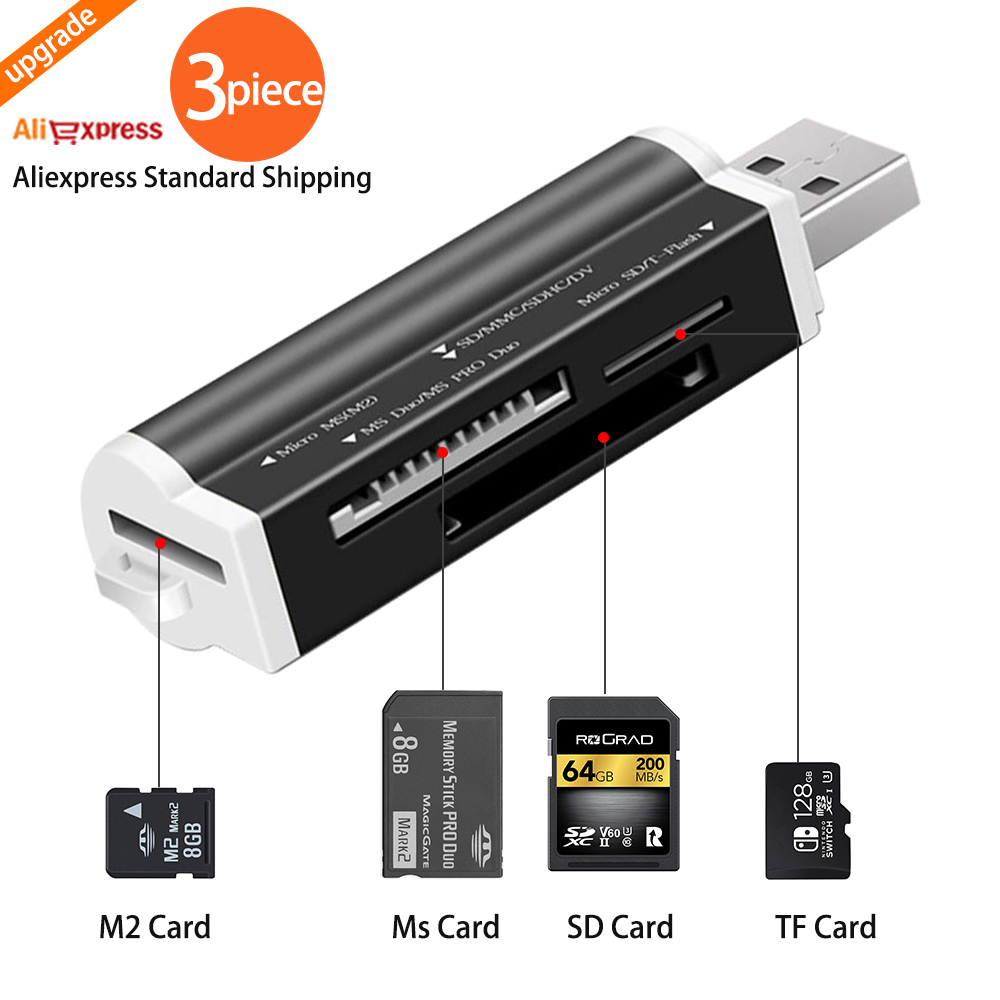 Lettore Di Schede USB 2.0 Per MicroSD, SDHC, M2 - Compatibile Con PC E Mac