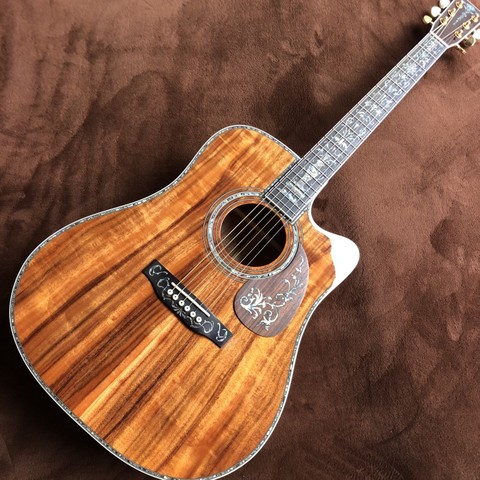 The latest 41-inch KOA wooden classic folk guitar, real abalone inlay, rosewood guard, D-type electric guitar, free shipping ► Photo 1/6