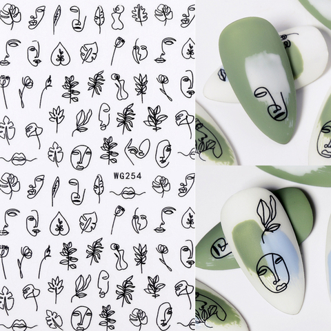 1PC 3D Nail Sticker Stick Figure Woman Face pattern special Transfer Picture Flowers Sliders Sticker DIY Nail Art Decoration ► Photo 1/6