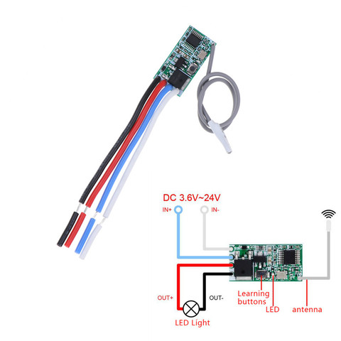 Universal 433 Mhz 1CH RF Relay Receiver Universal Wireless Remote Control Switch Micro Module LED Light Controller DC 3.6V-24V ► Photo 1/6