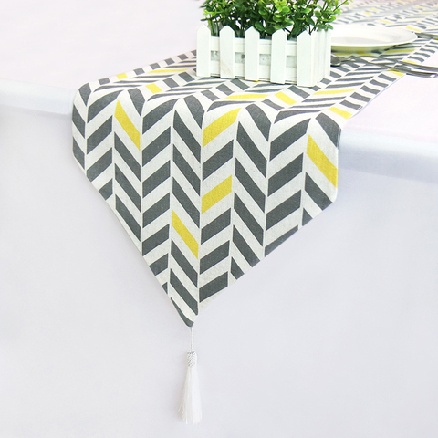 Table Runners Modern Linen Stripe Bed Runner For Wedding Geometric Luxury Cloth with Tassels Dining Decoration Party Home ► Photo 1/6