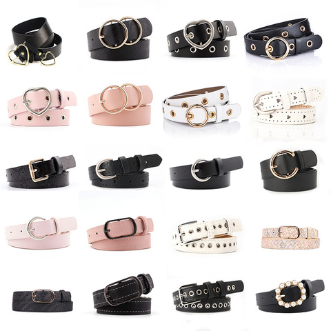 Hot Fashion Women PU Belt 66 Styles Metal Buckle Waistband Designer Student Wild Jeans Dress Long Waist Strap cinturon mujer ► Photo 1/6