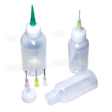 50cc 30ml Plastic Dispensing Bottle with Syringe Needle Nozzle Squeeze glue gel alcohol pot reuse for multi purpose DIY work ► Photo 1/5