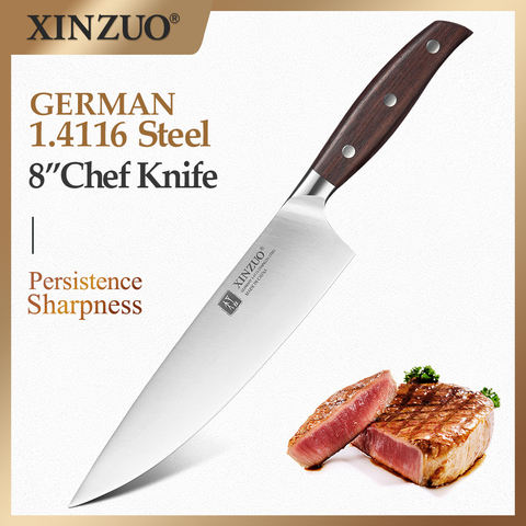 XINZUO 8'' Pro Chef Knife Germany Steel Kitchen Knife Cleaver Vegetable/Melon Knives Red Sandalwood Handle Butcher's knife ► Photo 1/6