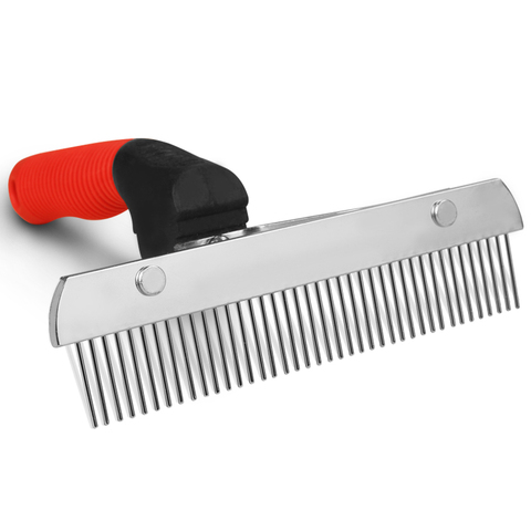 Long Tooth Undercoat Dog Rake Anti-Slip Rubber Handle Pet Grooming Rake Slicker Tool Heavy and Duty Steel Comb for Long Hair Pet ► Photo 1/6