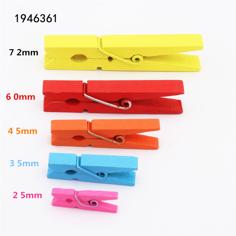 25mm 35mm 45mm 60mm 72mm Color Wooden Clips  Photo Clips Clothespin Craft Decoration Clips School Office clips ► Photo 1/6