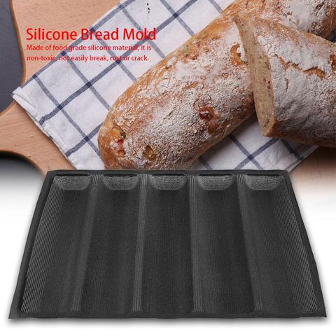 12 Inch Silicone Bread Pans Non-Stick Baking Tray 5 Loaf Baguette Mold Loaves Baker Baguette Loaf Pan Bakeware Baking Perfored ► Photo 1/6