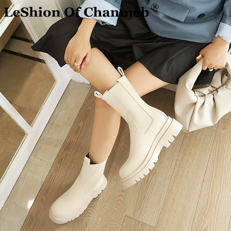 Plus 43 Women Chunky Heels Chelsea Boots Autumn Winter Brand Shoes Woman Lady Platforms Ankle Boots Black Beige Dress Shoes - Price history & Review AliExpress Seller - LeShion Of