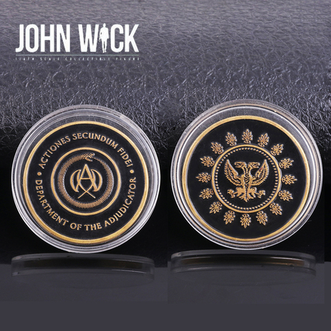 Movie John Wick Hotel Gold Coin Keychain Double Sided Blood Oath Marker Coin Replica Cosplay Metal Props Accessories Collection ► Photo 1/1