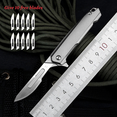 NEW Titanium Alloy Scalpel EDC Mini Knife Folding Knife With 10pcs NO.24 Replaceable Blade engrave carving utility Tools ► Photo 1/6