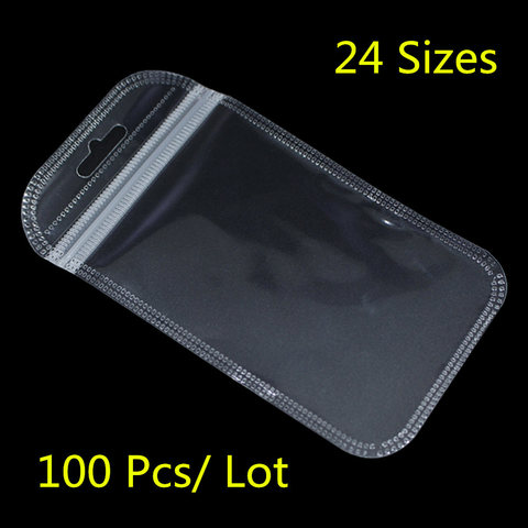 100PCS/ Lot Clear Plastic Zipper Bags For Electronic Accessories Storage Zip Lock Resealable Poly Grocery Package Bag Hang Hole ► Photo 1/6