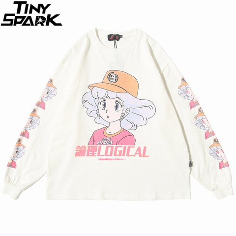 2022 Men Hip Hop T Shirt Streetwear Cartoon Girl Print Harajuku Tshirt HipHop Oversize T-shirt Anime Cotton Tops Tee Long Sleeve ► Photo 1/6