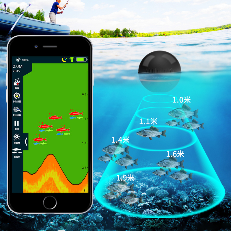 Erchang Portable Wireless Sonar Sensor Fish Finder for Lake Sea