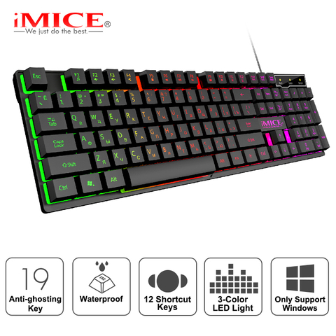 Gaming Keyboard  Imitation Mechanical Keyboard Gaming USB 104 Keycaps Russian Gamer Keyboard With Backlight RGB Key Board ► Photo 1/6