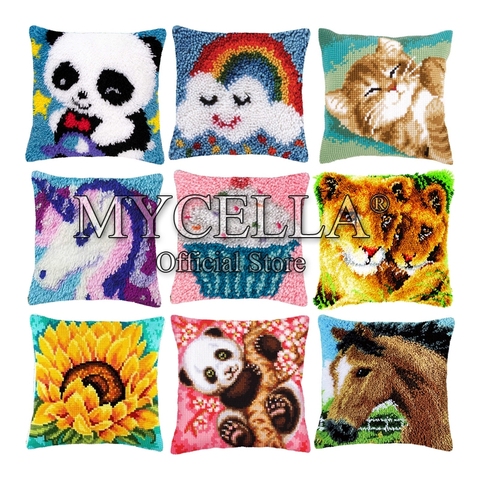 Cat Carpet Embroidery Sets Pillow Cross Stitch Do It Yourself Horse Needlework Diy Rugs Pillow Cushion Cover Animals Pattern ► Photo 1/6