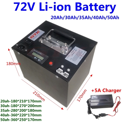 GTK escooter battery 72V 20Ah 30ah 35ah 40ah 50ah Lithium ion battery with bms for tricycle motorcycle scooter+Charger ► Photo 1/5