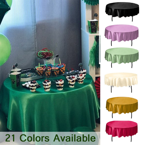 145cm Round handmade Satin Table Cloth Covers Tablecloth For Home Wedding tables restaurant Party Christmas Decoration green ► Photo 1/6