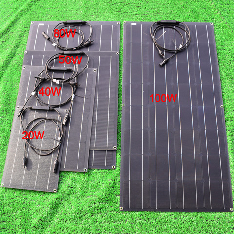 Solar panel ETFE film 20W 40W 50W 80W 100W Photovoltaic Solar Panel (Thermostable) 18V for 12V solar battery charger mono solar ► Photo 1/6