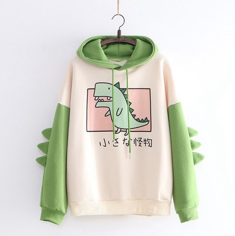 Hoodies Women Sweatshirt Japanese Style Kawaii cartoon Dinosaur Hooded Autumn spring Pullovers For Girls top Sudadera Mujer 2022 ► Photo 1/6