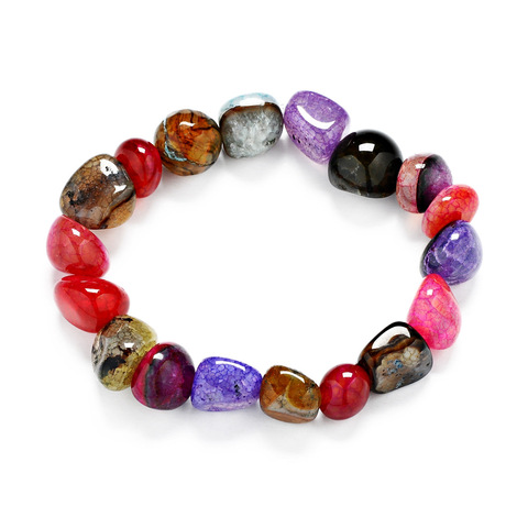 Random Ice Crack Irregular Natural Gem 11-12 with The Shape of Mixed Color Bracelet for Woman ► Photo 1/6