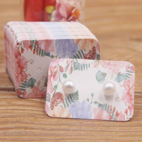 100PC multi flower pattern small earring paper package card DIY handmad elegant stud earring card white kraft paper jewelry card ► Photo 1/6