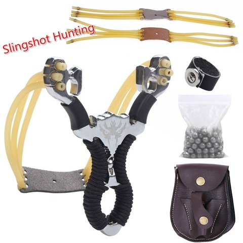 Powerful Sports Outdoor Stainless Steel Slingshot Set  with Steel Balls Ammo Bag Outdoor Hunting Catapult Powerful Slingshot Bow ► Photo 1/6