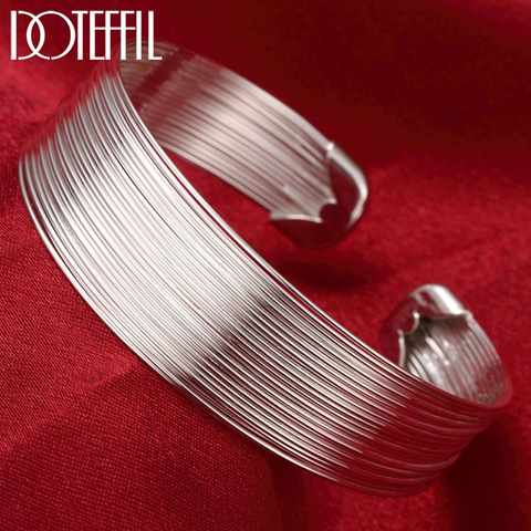 DOTEFFIL 925 Sterling Silver Multi-Line Bracelets Bangle For Women Fashion Jewelry High Quality Gift Free shipping ► Photo 1/6