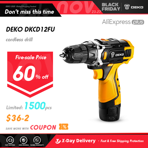 DEKO New Banger 12V Cordless Drill with Lithium Battery LED Light Mini Wireless Power Driver DC Electric Screwdriver Power Tool ► Photo 1/6