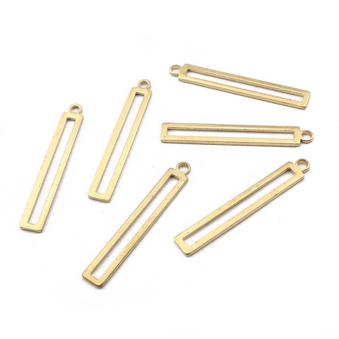 20pcs Raw Brass 33*5mm Hanging Earrings Charms Hollow Rectangle Charms For DIY Crafts Earrings Jewelry Making Accessories ► Photo 1/6