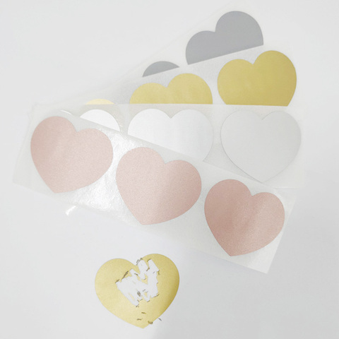 Scratch Off Sticker 50pcs 30x35mm Love Heart Shape 4 Colors For Secret Code Cover Home Game Wedding Message Card ► Photo 1/5