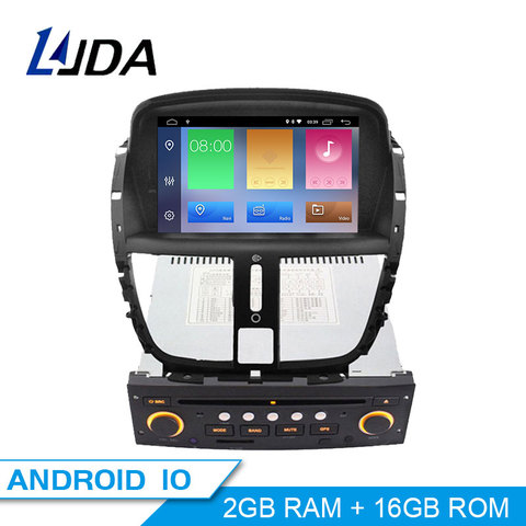 LJDA Android 10 1 Din Car Radio For Peugeot 207 2007-2011 2012 2013 2014 Car Multimedia Player Stereo GPS Navigation DVD DSP SD ► Photo 1/5