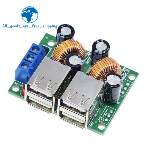 4 Four USB Port A5268 Step Down Power Supply Converter Board Module DC 12V 24V 40V to 5V 5A For MP3/MP4 Phone Car Equipment ► Photo 1/6
