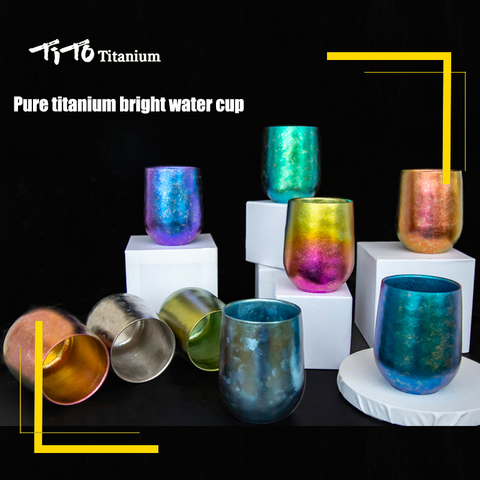 TiTo Titanium Large Bright Colorful Double layer Cup Water Tea Wine Beer Fruit Juice Teacup Mug for Home Outdoor Caming ► Photo 1/6