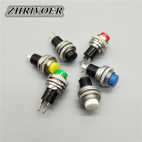 6Pcs 10mm DS-211/DS-213 Self-reset Plastic Push Button Switch Momentary 1A 125VAC 2PIN 6Color ► Photo 1/6
