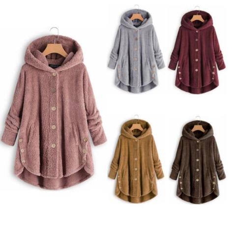 Winter large size S-5XL Ms. pregnant women coat button coat fluffy tops hooded pregnancy loose oversized coat warm coat ► Photo 1/6