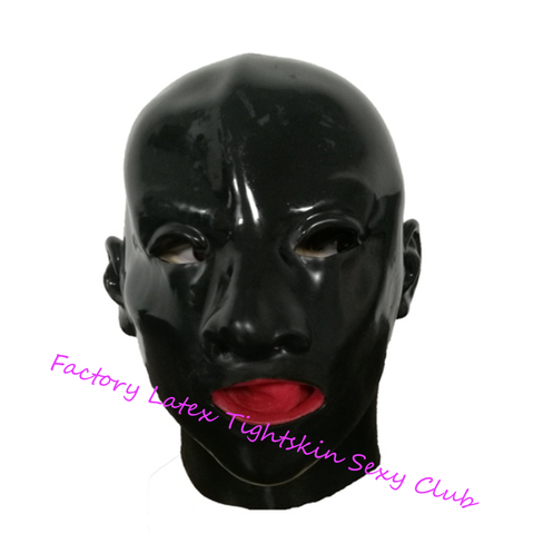 mould full head Latex Mask Open and Blind Style Rubber Unisex Hood with Red mouth Teeth Lip facing sheath tongue nose tube ► Photo 1/6