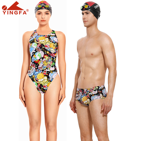 Yingfa new digital printing professional training competition swimsuit female racing quick-drying anti-chlorine women swimwear ► Photo 1/6