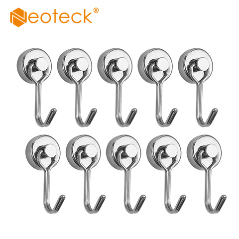 Neoteck 10 Pcs Swivel Swing Powerful Magnetic Hooks Neodymium Magnet Hooks Wall Holder Ceiling Fridge Storage Hold Up 15kg ► Photo 1/6