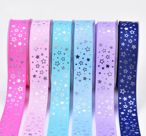 25mm 5Yards Stars garment accessories Heat transfer printing gift wrapping belt DIY baking Polyester ribbon Hair Bow Sewing ► Photo 1/6